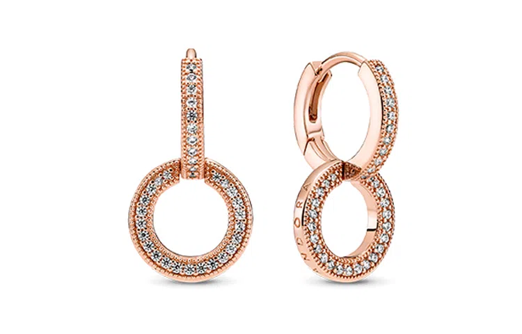 Pandora Rose Shimmering Double Hoop Earrings
