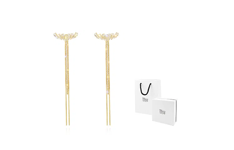 饰伴 欧美轻奢长款翅膀流苏 显脸瘦高级感气质耳饰 耳环 女款