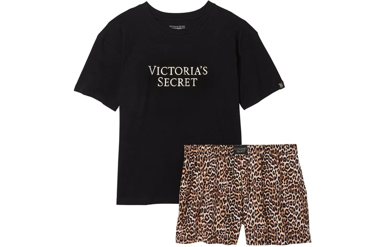 Victoria's Secret Cotton Short Tee-Jama SetLeopard