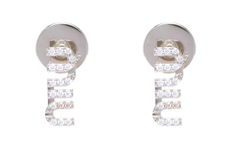 Miu Miu Logo Earrings Silver
