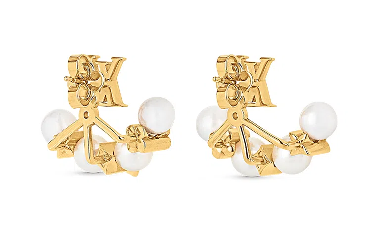Louis Vuitton Intertwined Monogram Earrings Gold