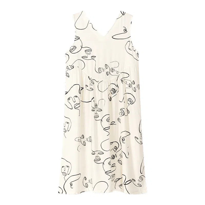 歌倩雅 休闲时尚舒适百搭无袖睡裙 女款 米色