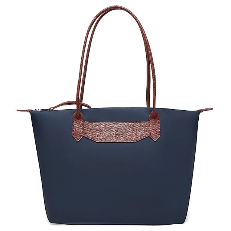 百思图 时尚潮流通勤 大容量托特包 织物 单肩包 女款 拼色