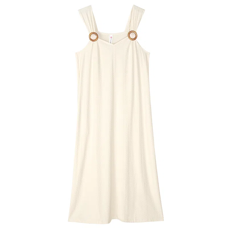 歌倩雅 纯色薄款纯欲风吊带无袖长款睡裙 女款 杏色