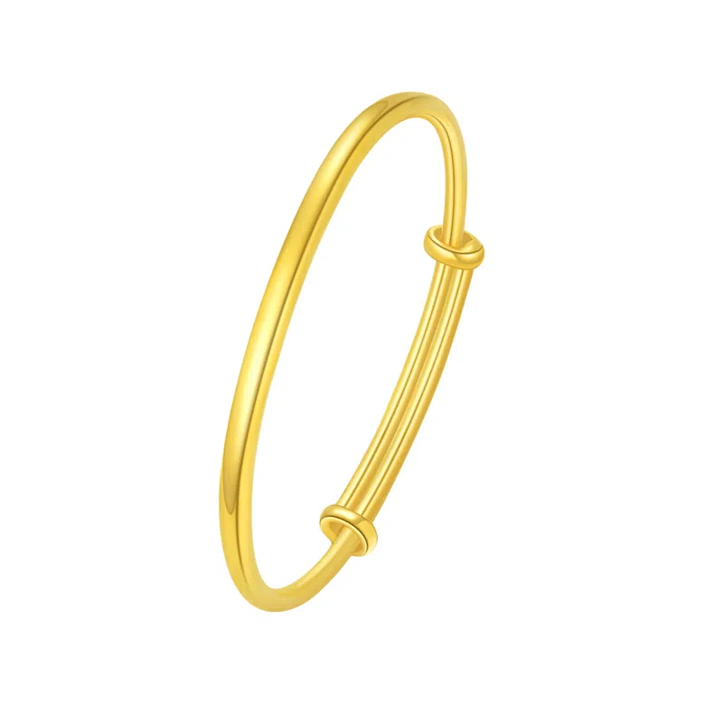 周大生 推拉儿童 周岁 满月 可调节 足金 按克计价 黄金手镯 男女同款情侣款