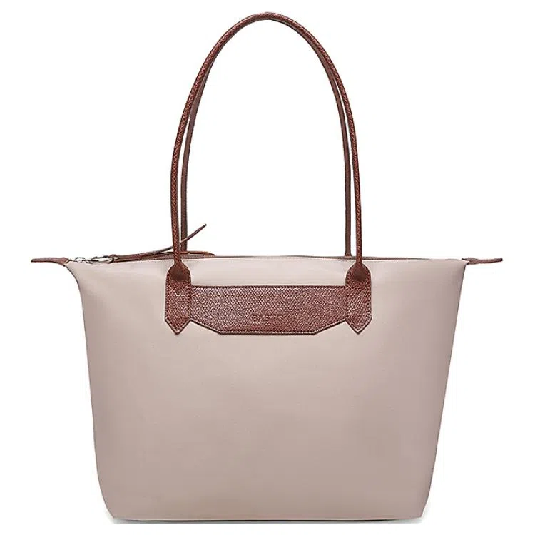 百思图 时尚潮流通勤 大容量托特包 织物 单肩包 女款 拼色