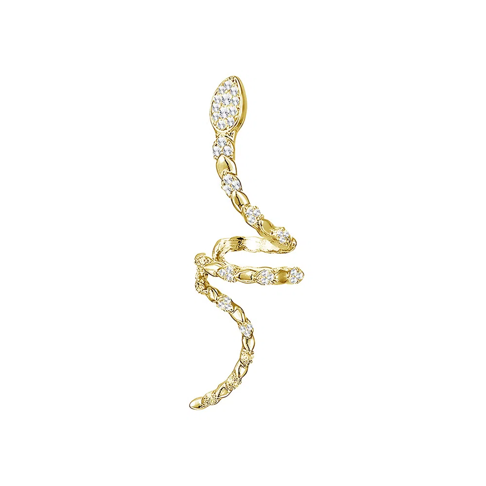 饰伴 个性锆石小蛇  法式独特缠绕蛇形耳饰无耳洞 耳夹 女款