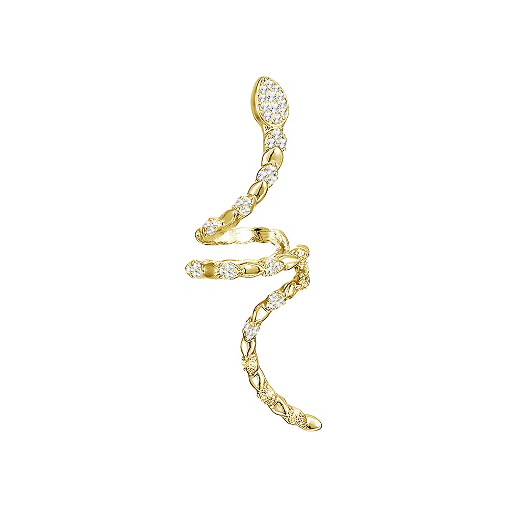 饰伴 个性锆石小蛇  法式独特缠绕蛇形耳饰无耳洞 耳夹 女款