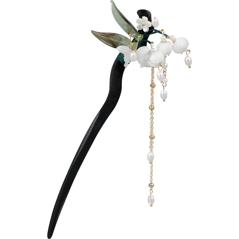 秦福炫 花朵流苏簪子 设计感盘发器旗袍发饰头饰 发簪 女款