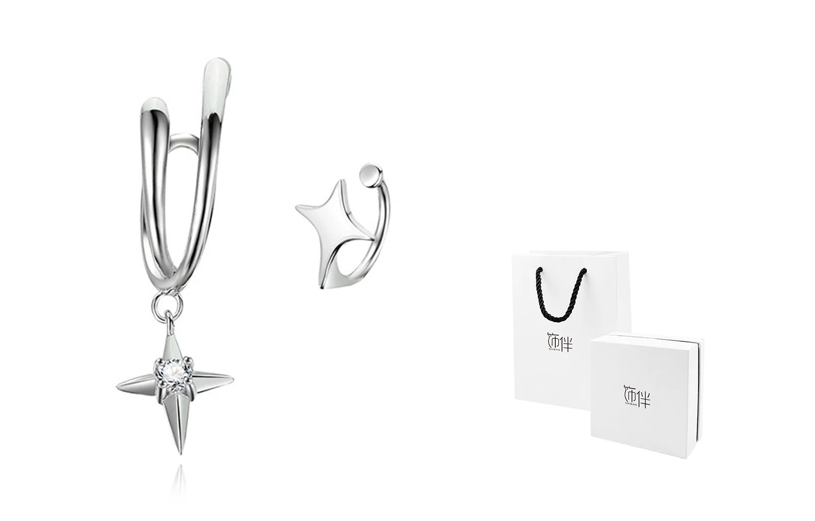 饰伴 小众高级感不对称星形设计个性 耳夹 女款