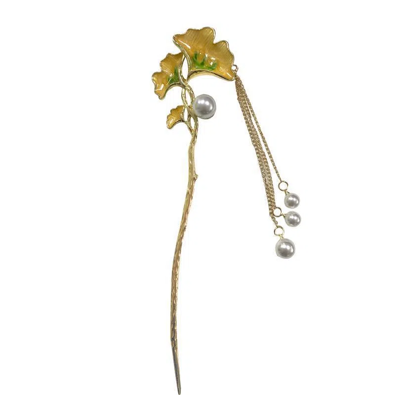 彤彤兔 古风银杏叶流苏后脑勺盘发气质 发簪 女款