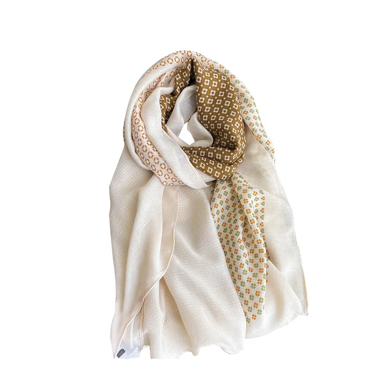 纳兰杜 撞色小众设计薄款旅游拍照高级感穿搭流行配饰 披肩 女款 奶白色