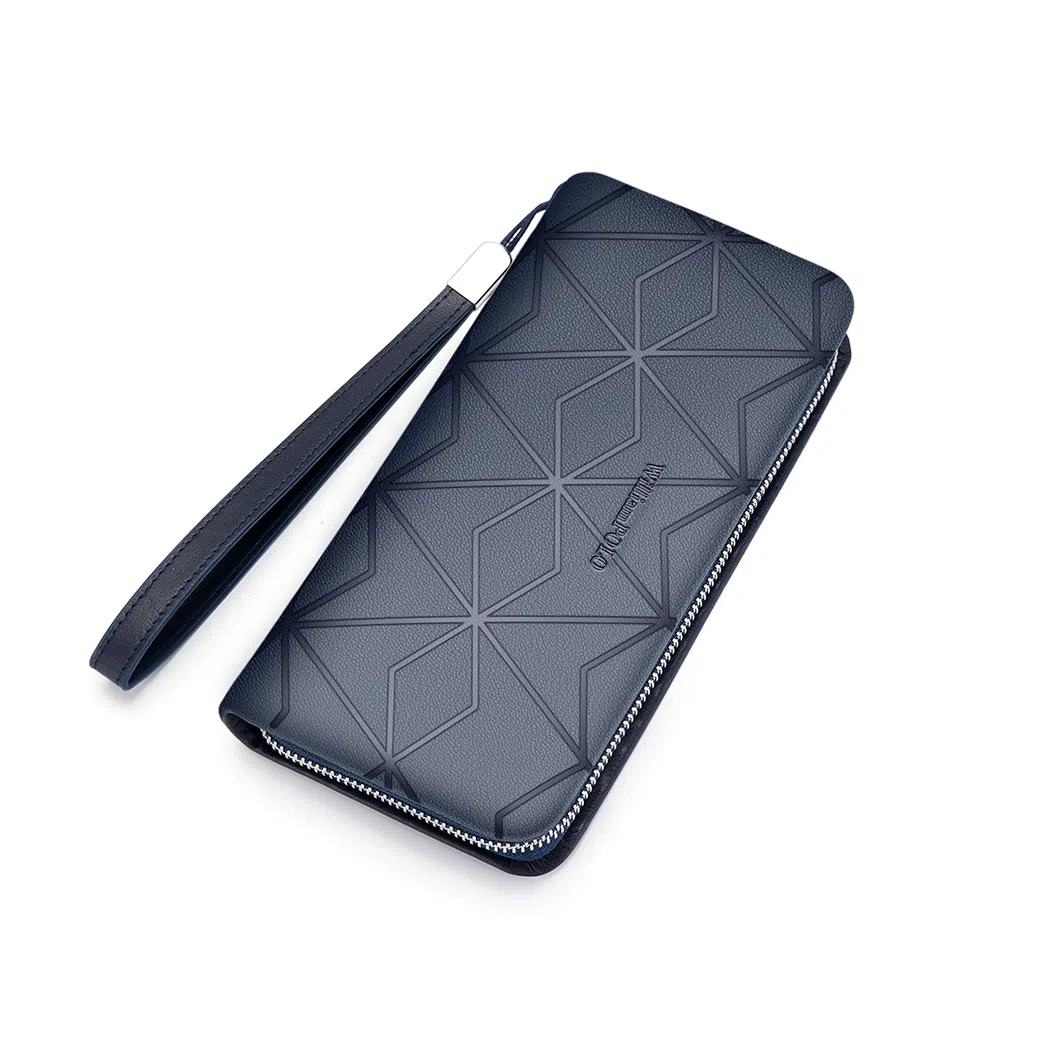 WilliamPOLO Geometric Leather Clutch Black/Blue