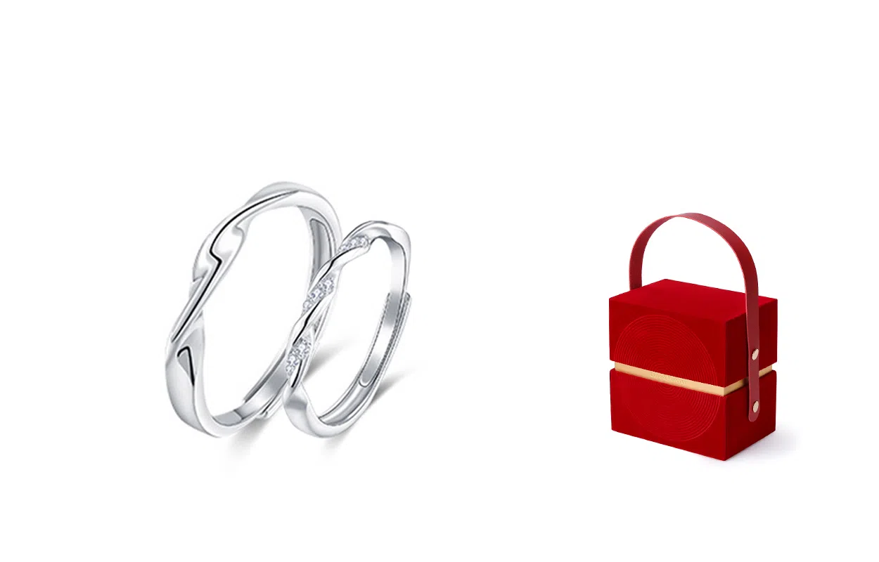 牧言 简约小众高级感 莫比乌斯交织缠绕对戒可调节指环 共度爱河情侣戒指 男女同款情侣款