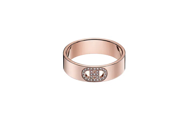 Hermes H d'Ancre Ring Rose Gold Small