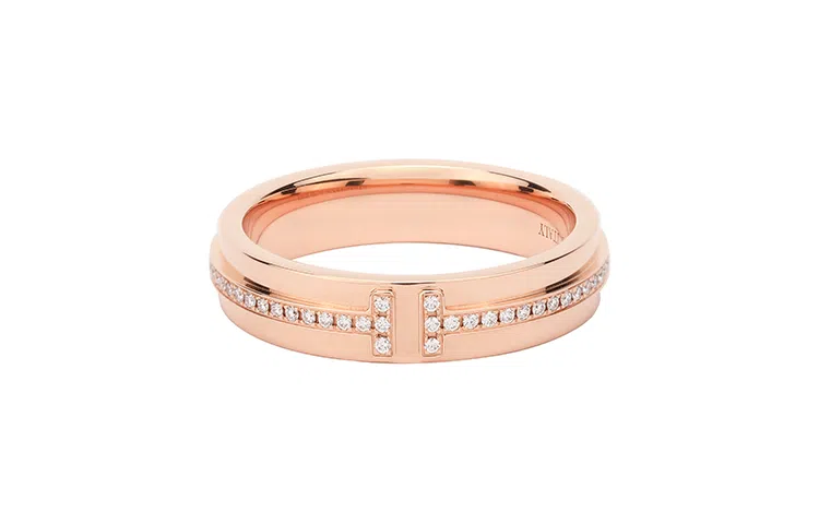 Tiffany T Narrow Diamond Ring 18K Rose Gold