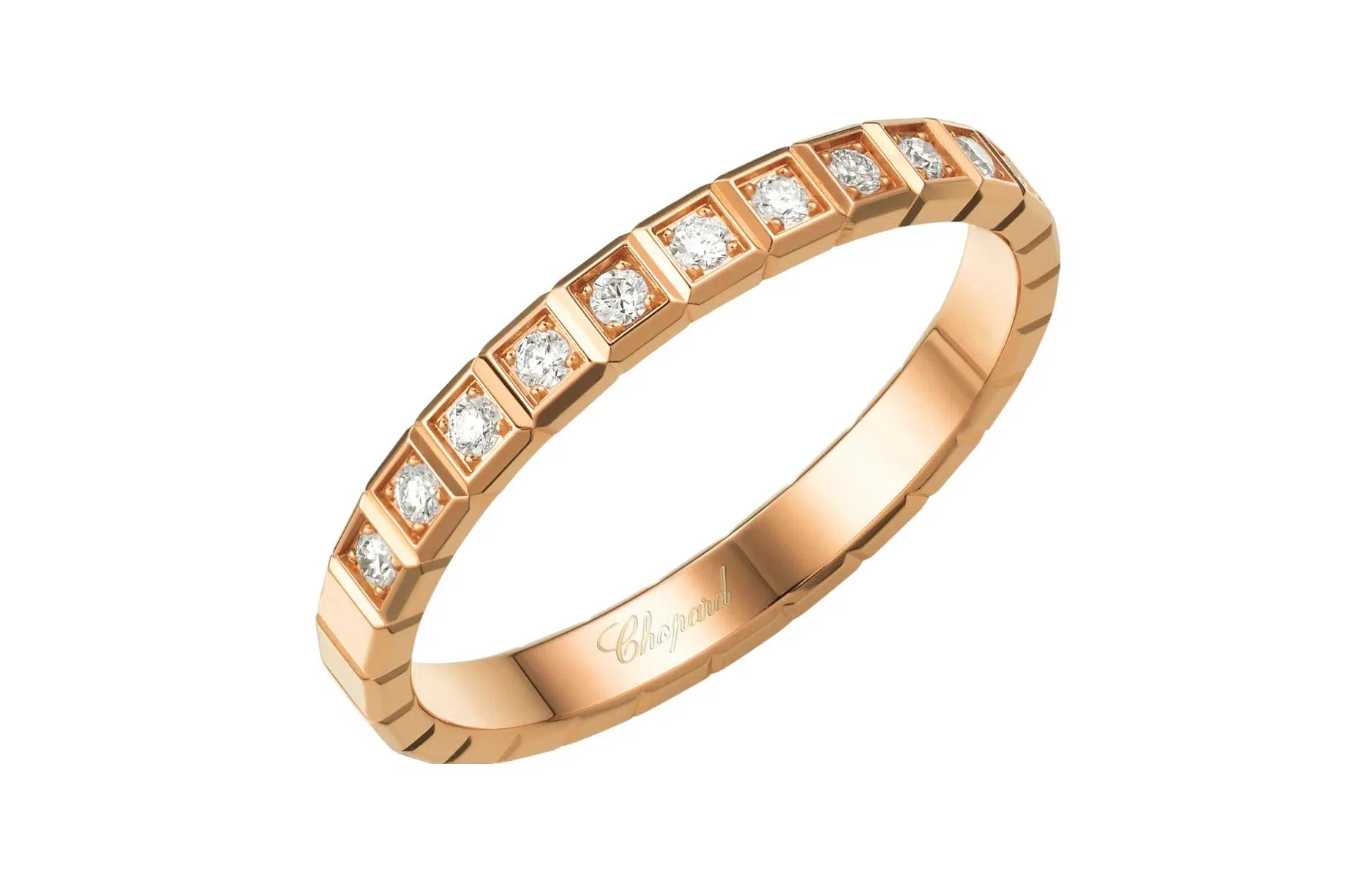 Chopard Ice Cube Ring Rose Gold Half Diamond