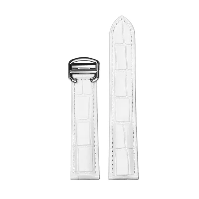 万晨 手表表带适用于卡地亚伦敦坦克系列手表带牛皮替换表带真皮腕带精钢表扣 柔软耐用 棕色 黑色多尺寸 可选 男女同款通用