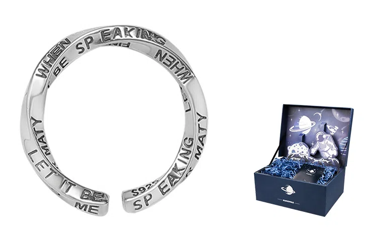 MAGICPOLE Mobius Ring Graffiti Adjustable Silver Ring