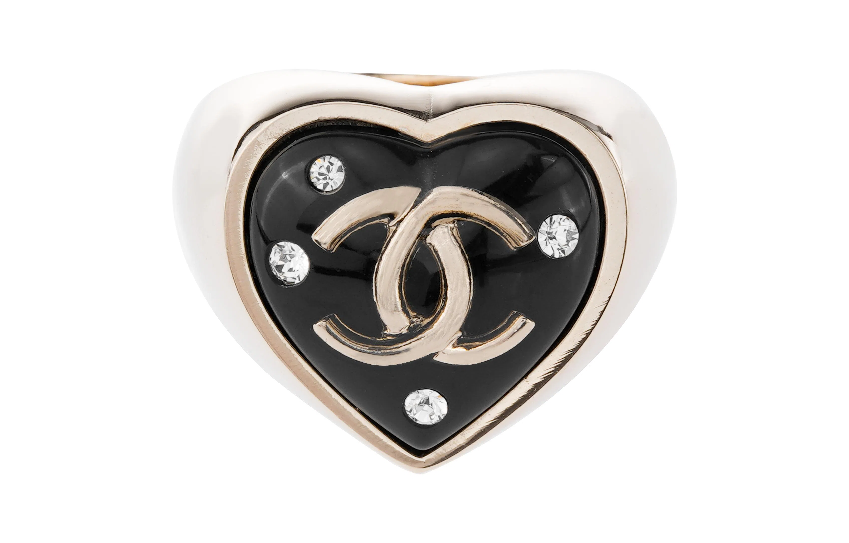 CHANEL Black Heart Wide Ring