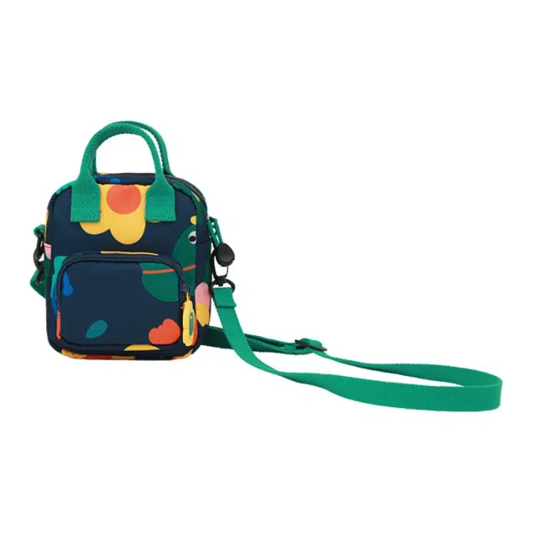 云朵工厂 花学家印花拉链开合 聚酯纤维 单肩斜挎包 常规 男女同款情侣款 藏蓝色/米黄色