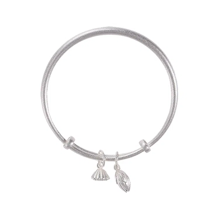 华髻 新中式两世欢莲蓬轻奢百搭高级感两世欢复古旗袍简约小清新甜美磨砂推拉调节莲蓬 手镯 女款