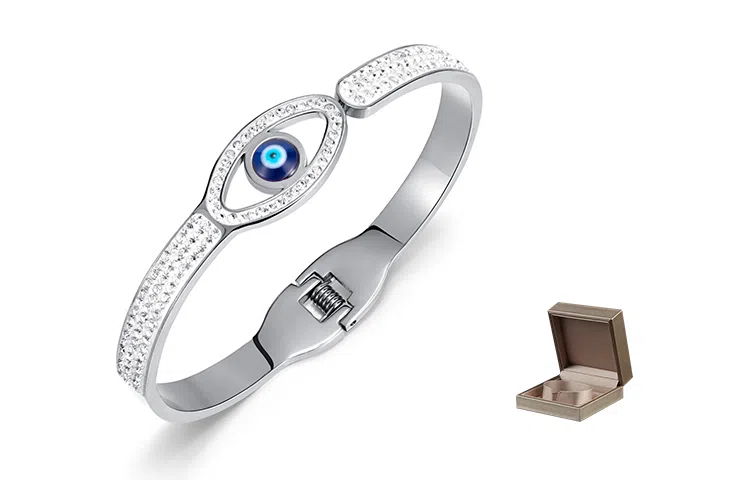 肯默复古恶魔之眼手镯 精美手饰 钛钢镶嵌锆石 女款 金色/银色 礼盒包装