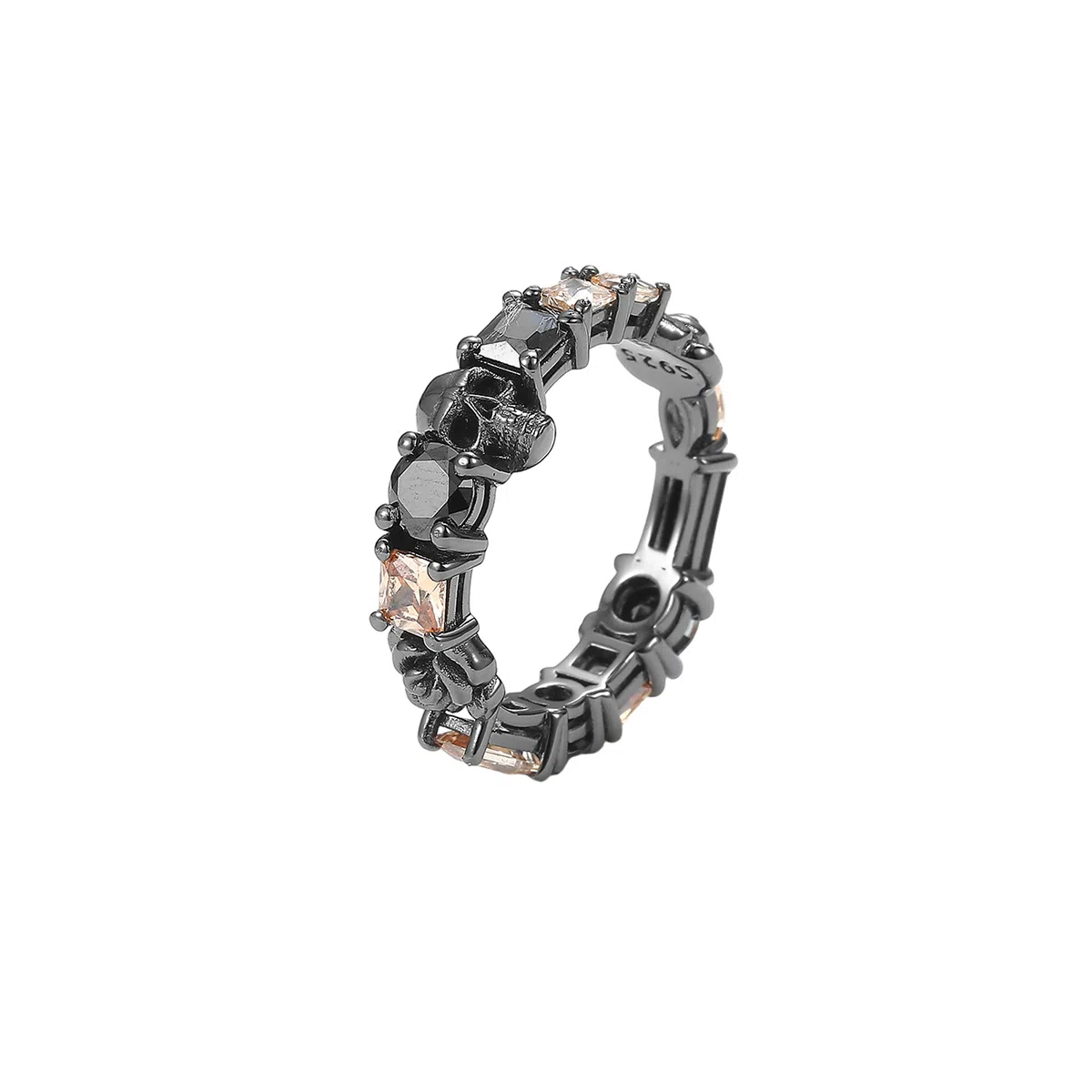 Ruibeila Vintage Punk Rose Skull Ring