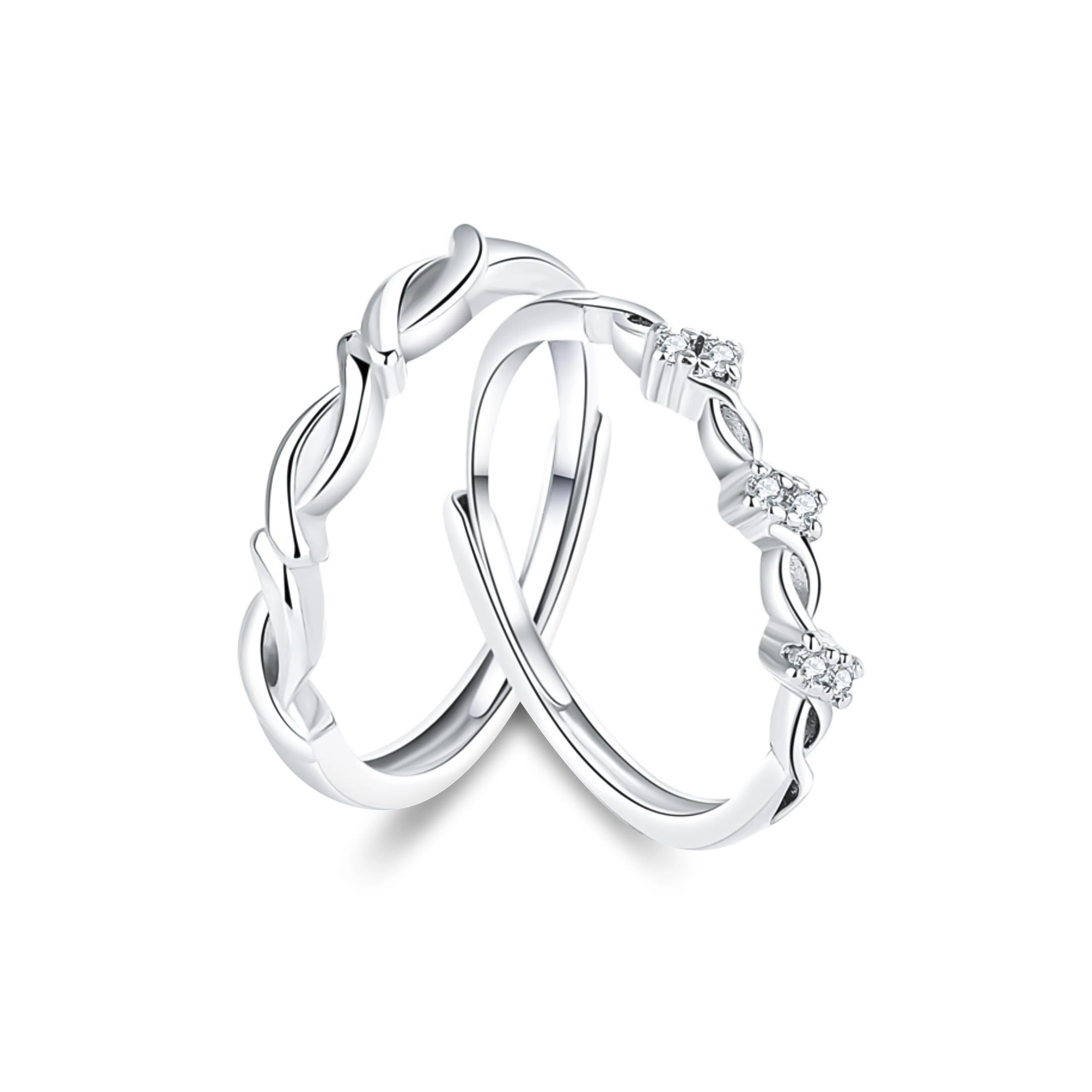 月之守护 爱的缠绵一对 轻奢时尚小众设计爱意交织 戒指 男女同款情侣款 礼物