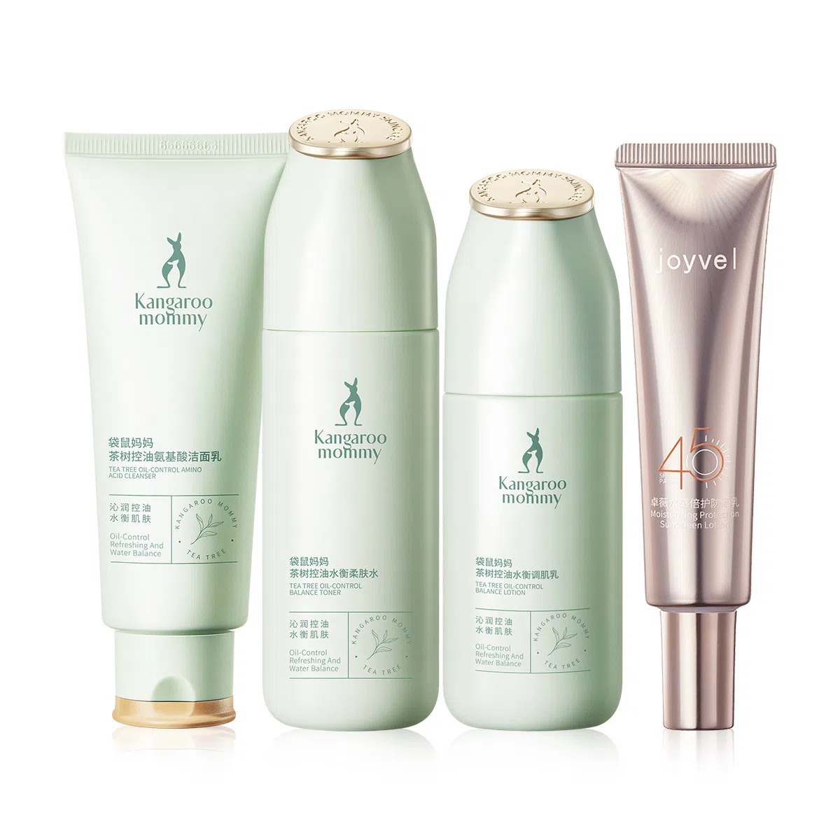 袋鼠妈妈 双重植物精华茶树防晒套装 保湿滋润控油防晒