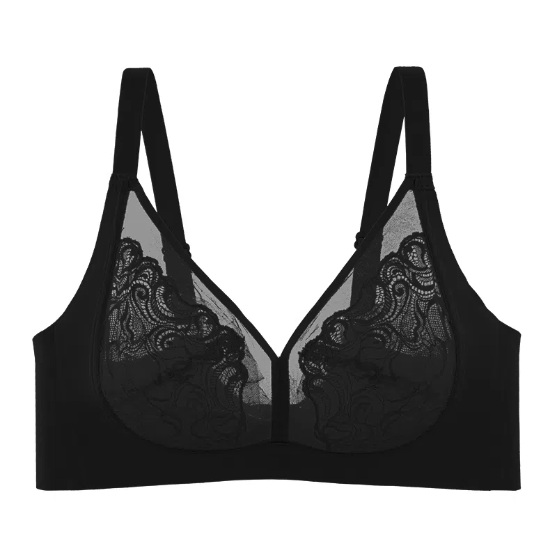 芬腾 植物花卉蕾丝收副乳防下垂薄款文胸 女款