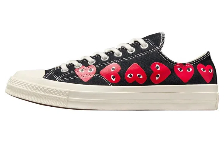 CDG Play x Converse Low Black White Red