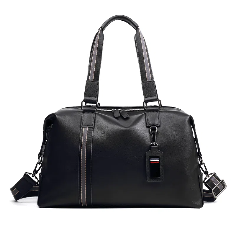 老人头外出大容量 头层牛皮 单肩包斜挎包 男款 黑色