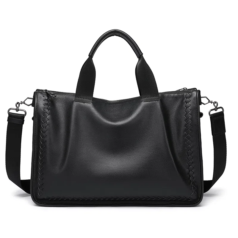 老人头 休闲时尚风 头层牛皮 公文包 男款 黑色