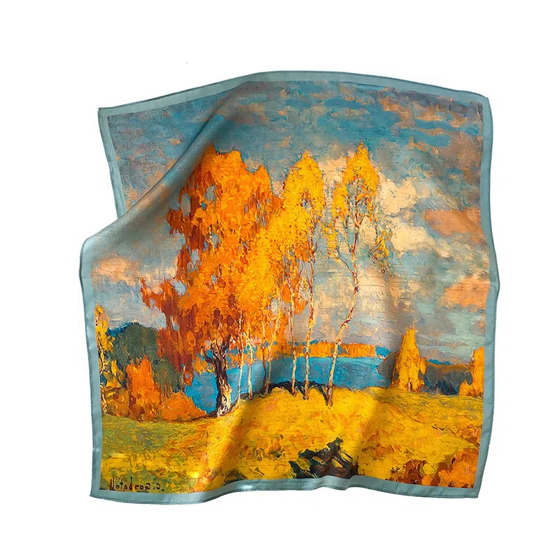 纳兰杜 小众法式优雅气质绑带高级感 桑蚕丝 丝巾 女款 梦幻森林黄 礼盒装