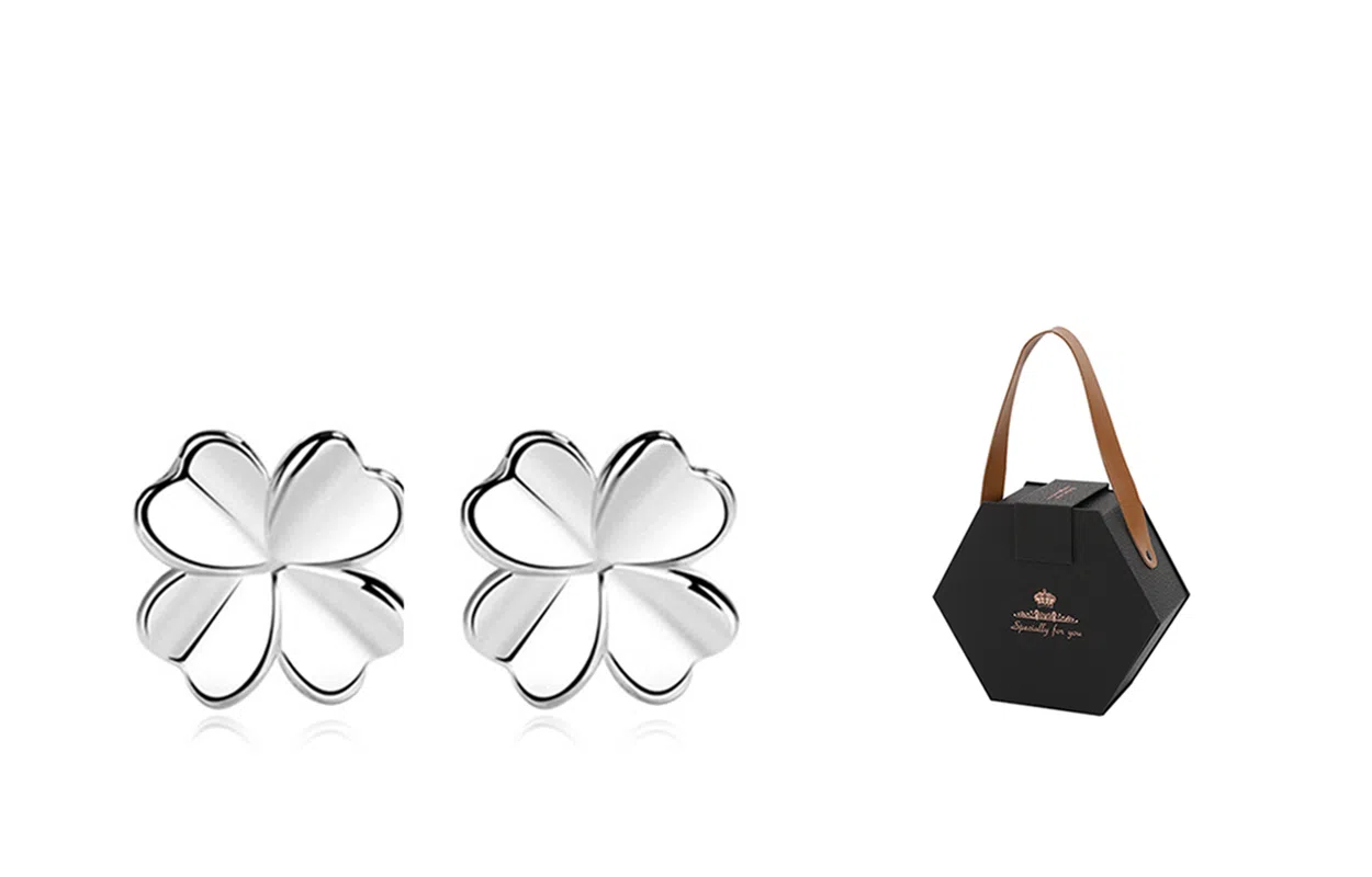 GIFU S999 Silver Clover Earrings