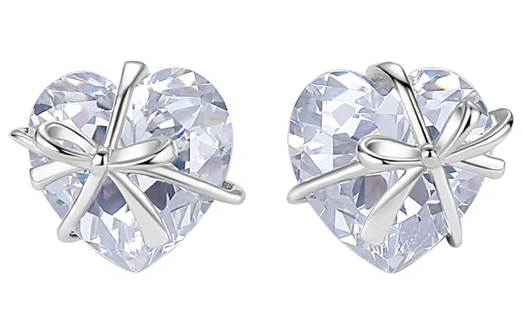 CAROMAY Butterfly Heart Earrings Silver