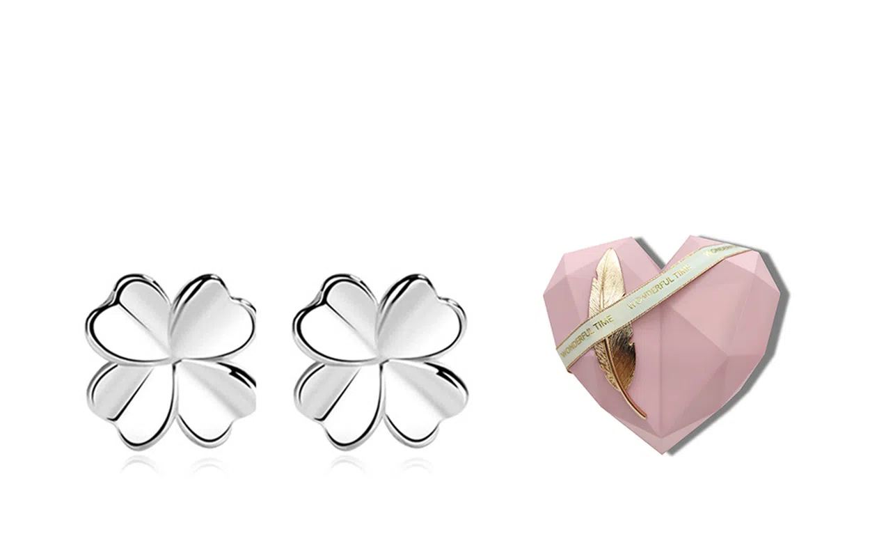 GIFU S999 Silver Clover Earrings
