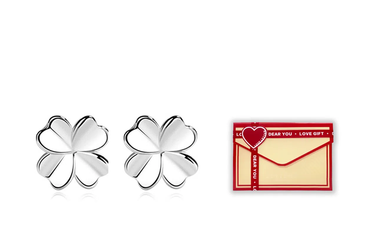 GIFU S999 Silver Clover Earrings