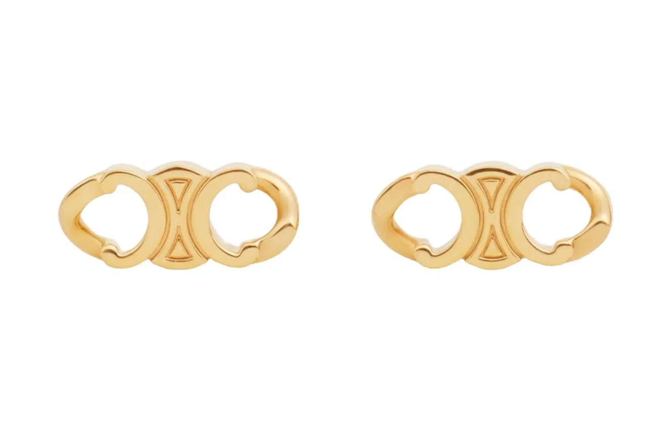 CELINE Triomphe Gourmette Gold Earrings