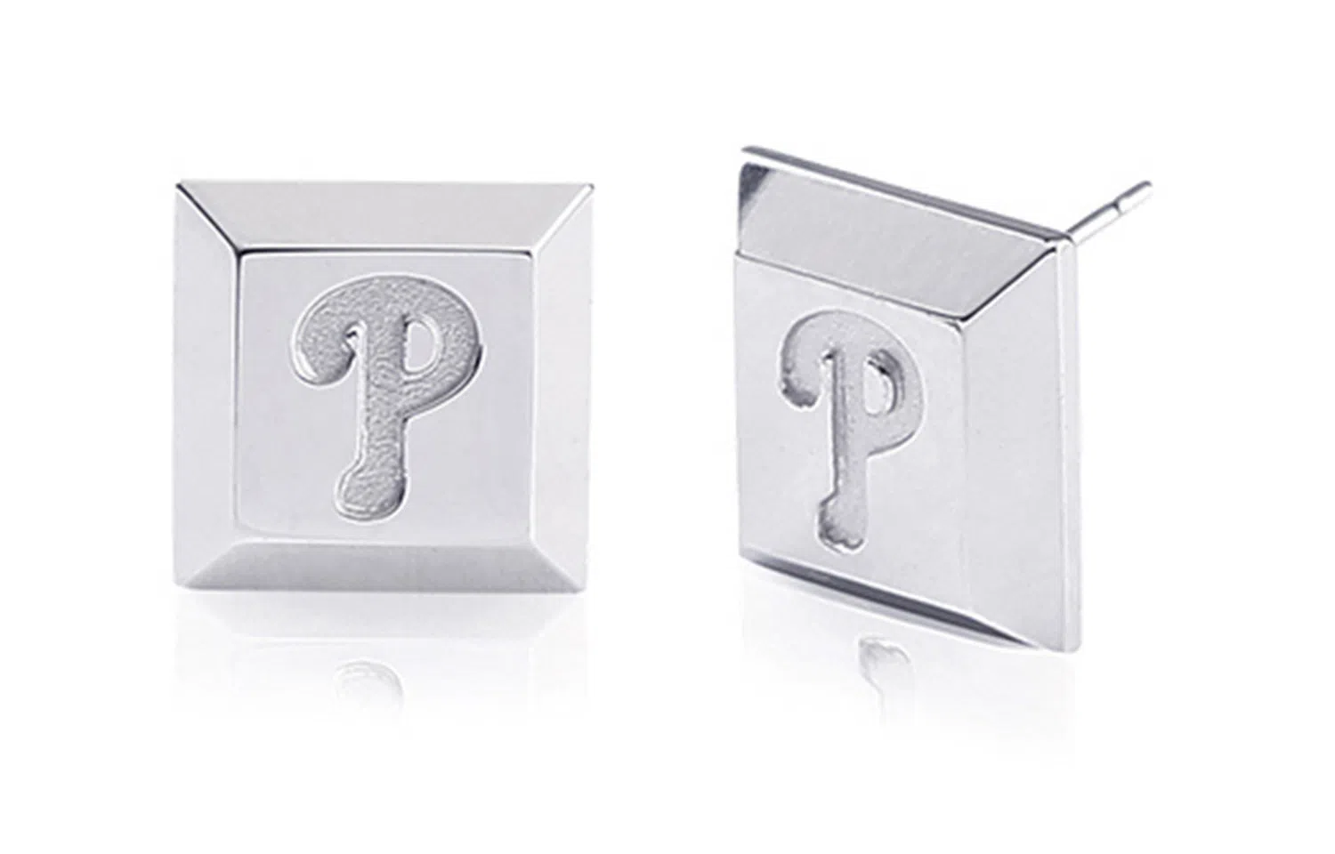 MLB NY Vintage Square Earrings Silver