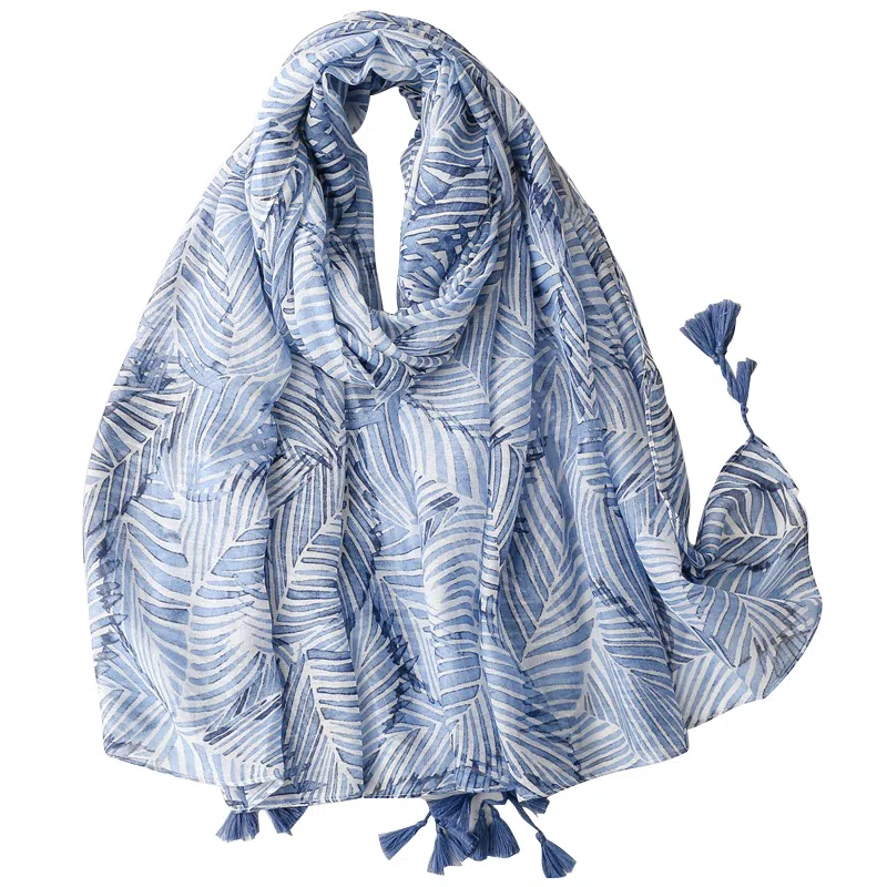 桉彩饰 仿真丝原创设计高颜值小众教师 节高档实用生日母亲闺蜜妈妈谢师送 老师学生党长辈恩师雨中芭蕉 丝巾 女款 代写贺卡礼盒