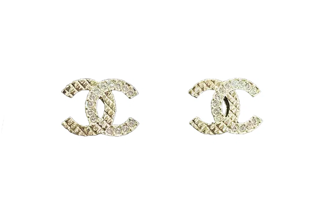Chanel Classic CC Stud Earrings Gold