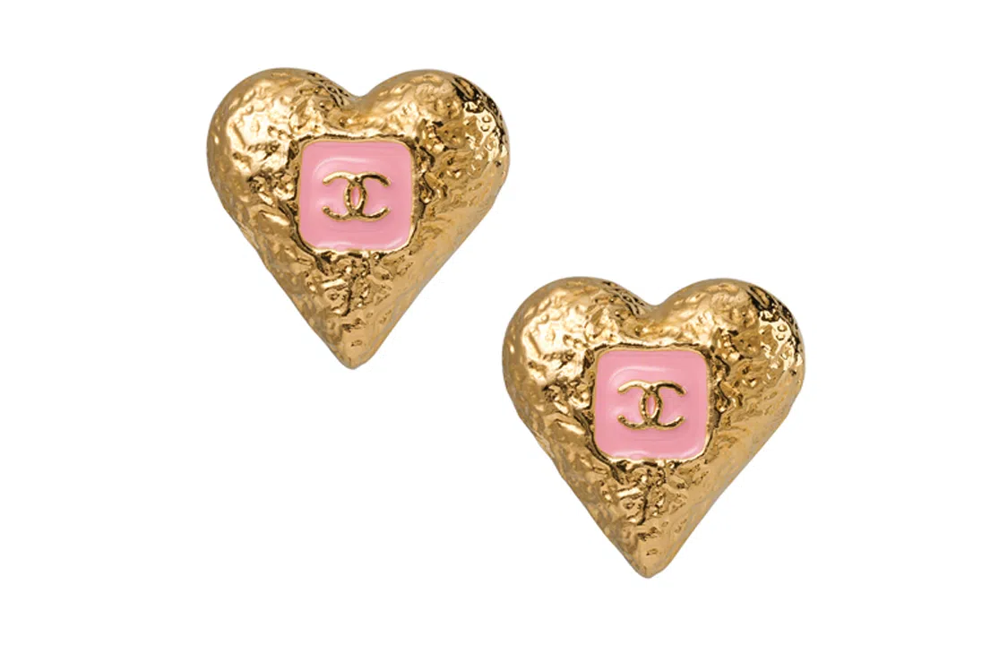 Chanel Classic Double C Heart Earrings