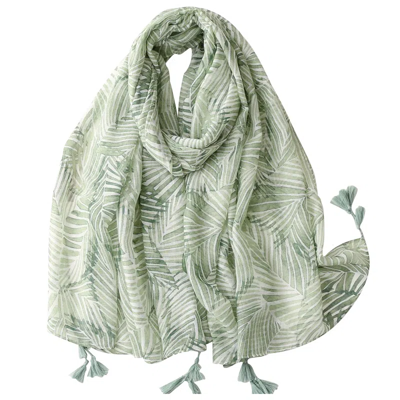 桉彩饰 仿真丝原创设计高颜值小众教师 节高档实用生日母亲闺蜜妈妈谢师送 老师学生党长辈恩师雨中芭蕉 丝巾 女款 代写贺卡礼盒