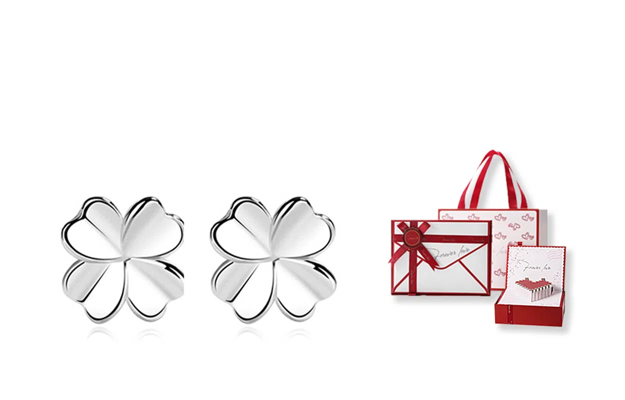 GIFU S999 Silver Clover Earrings