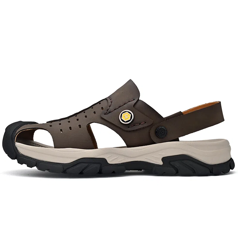 季公羊 二层牛皮 时尚舒适 沙滩凉鞋 男款