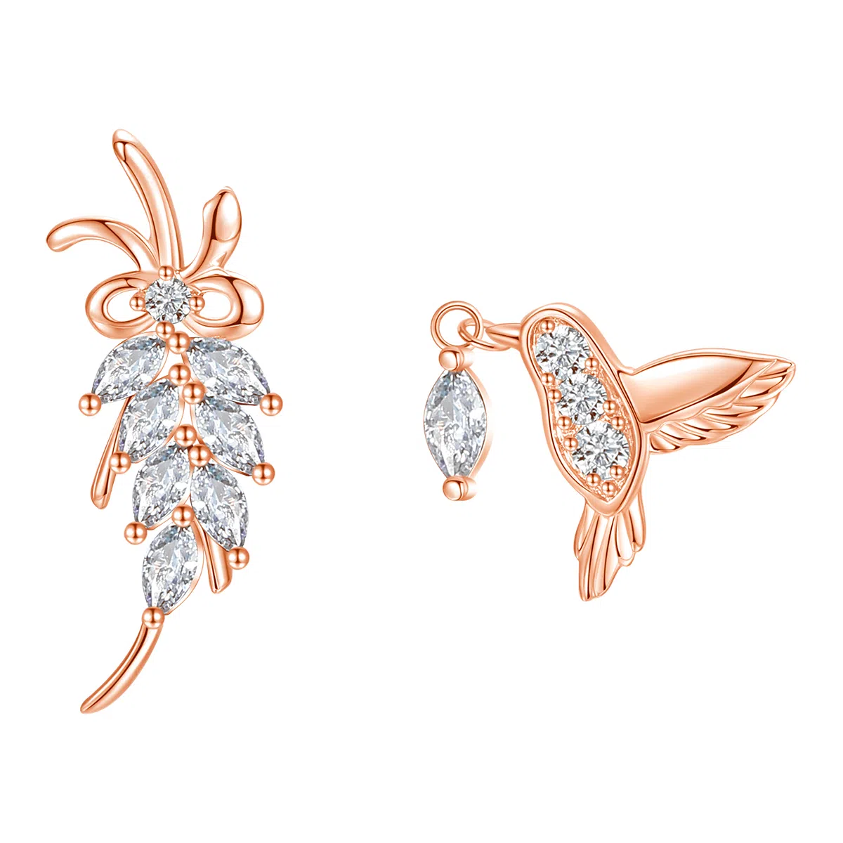 秦福炫 蓝桉已遇释槐鸟小众设计 高级个性耳饰 合金 耳钉 女款 玫瑰金 银色 金色