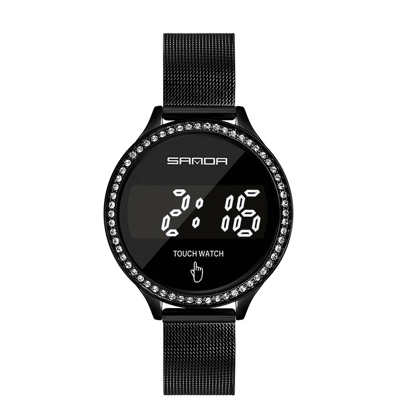 三达电子机芯 织物表带 国表 女表 黑色表盘 时尚魅力简约