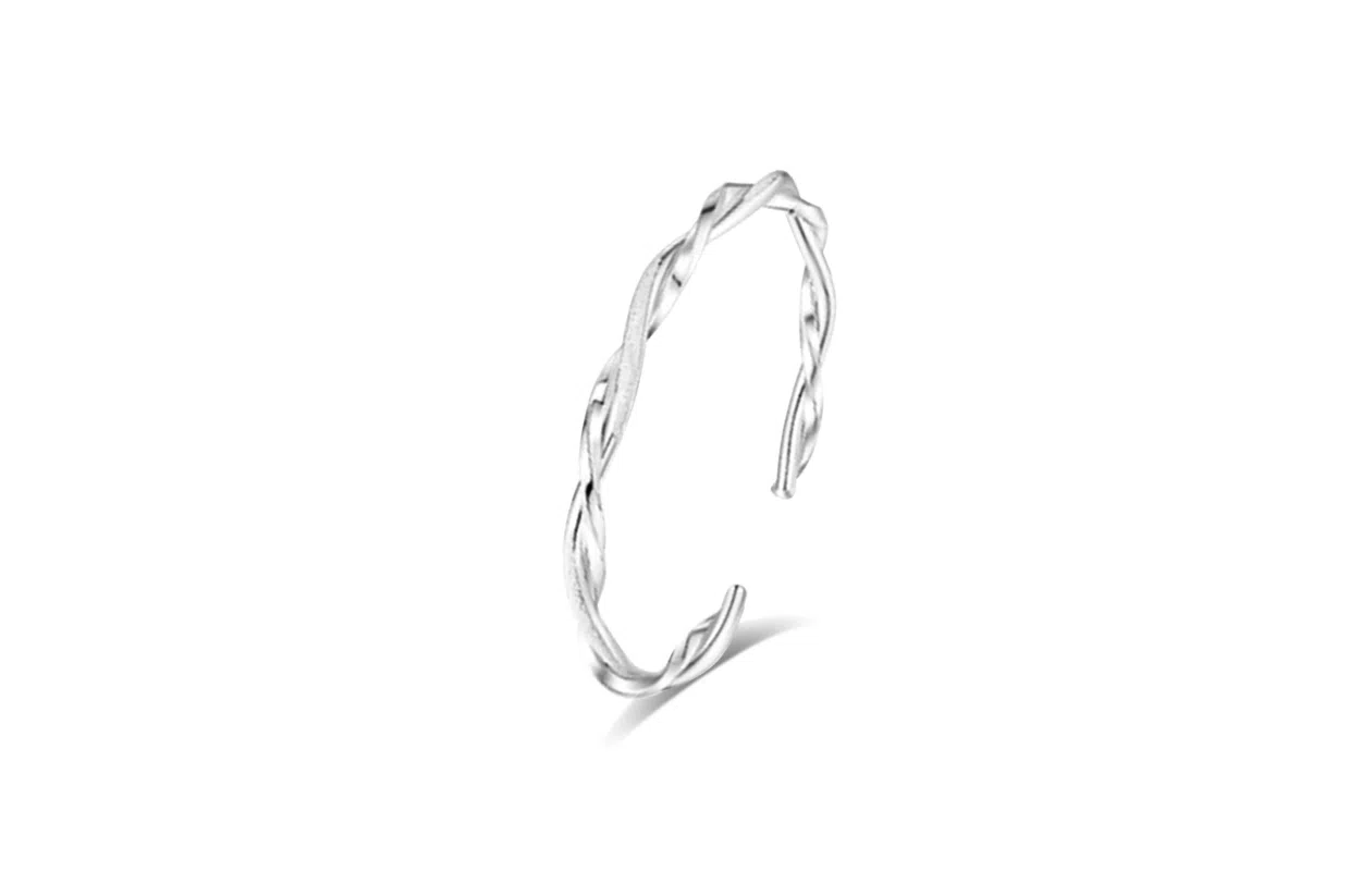 牧言 冷淡风气质简约小众设计高级感 光面磨砂交织开口推拉可调节手饰 合金 莫比乌斯手镯 女款